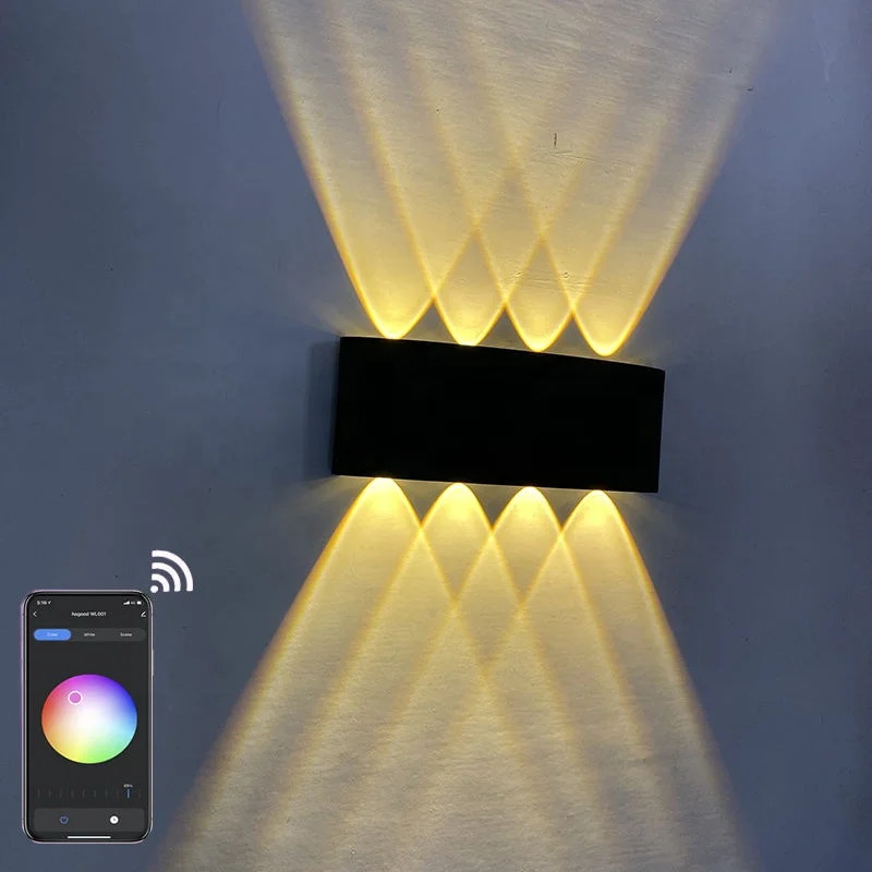 Wifi IP65 Waterproof RGB Voice Adjustable Outdoor Garden Smart Wall Lamp Tuya APP System Led Smart Outdoor Lights