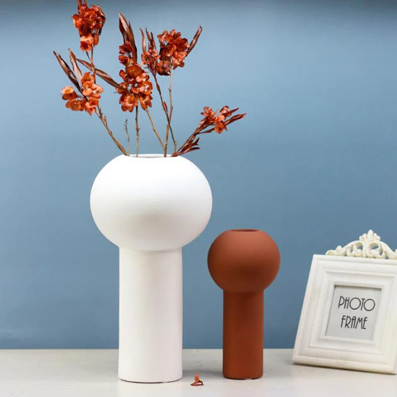 Wholesale home table decoration beige ceramic modern vase,vase for home decor ceramic/