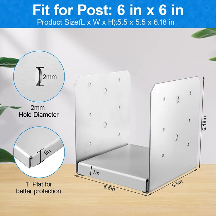 JH-Mech Anchor Ground Plate OEM Adjustable Support Decorative Stainless Steel Pier and Post Base for Pavilion Deck