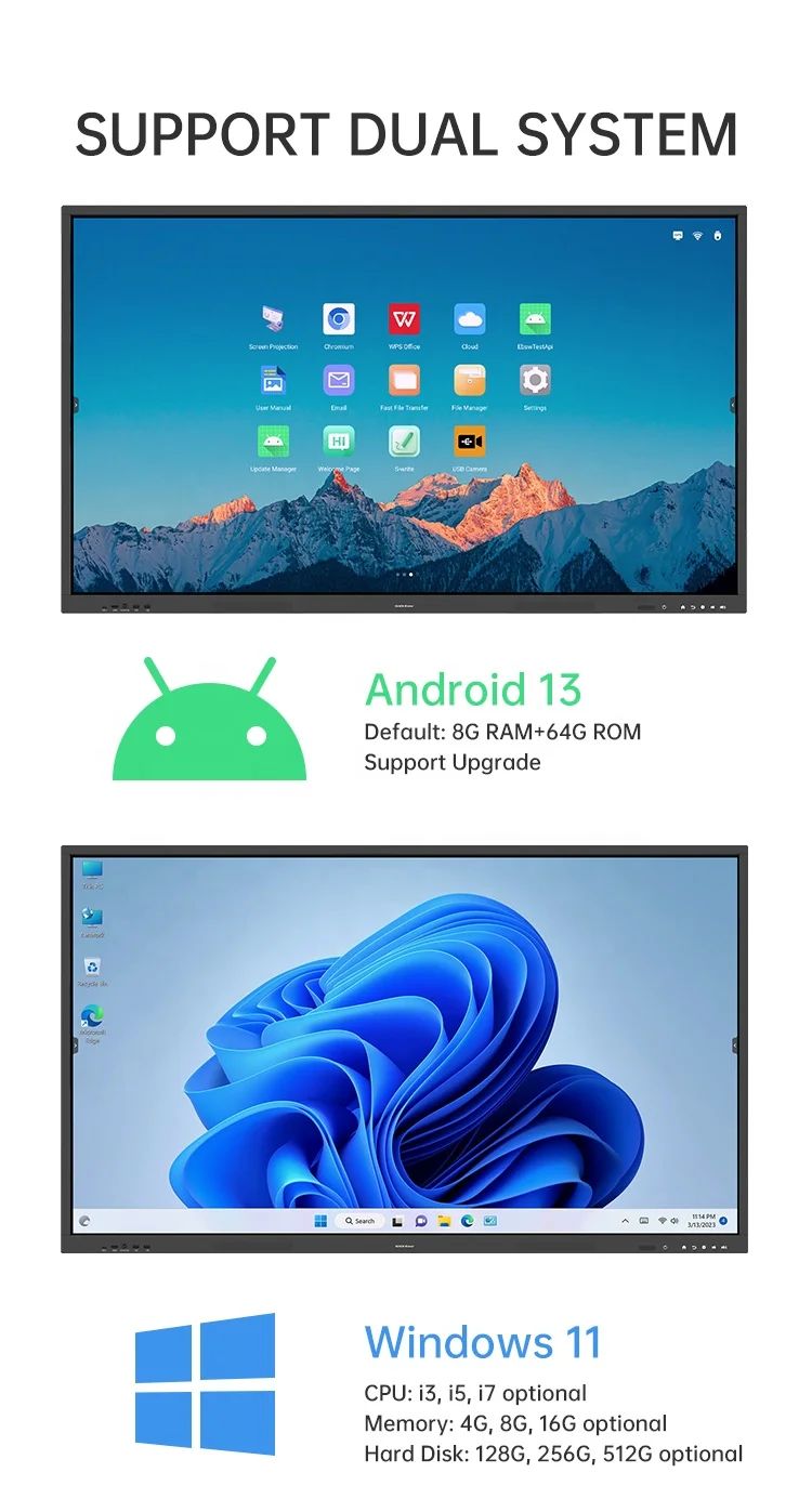 GAOKE Интерактивная плоская инфракрасная доска 4K модель A9 65 75 85 86 98 дюймов Бесплатная настенная