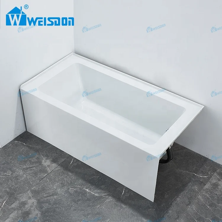 Weisdon 5 Years Warranty Freestanding White Skirted Alcove Acrylic Bathroom Bathtub