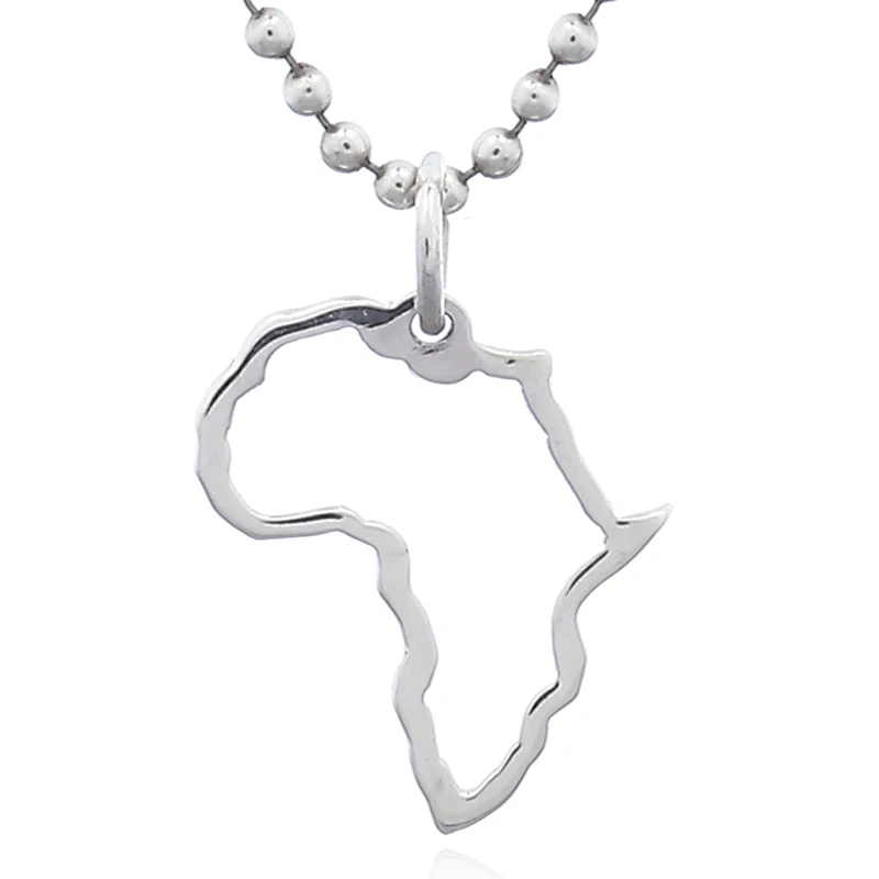 Map of Africa In Sterling 925 Silver Pendant
