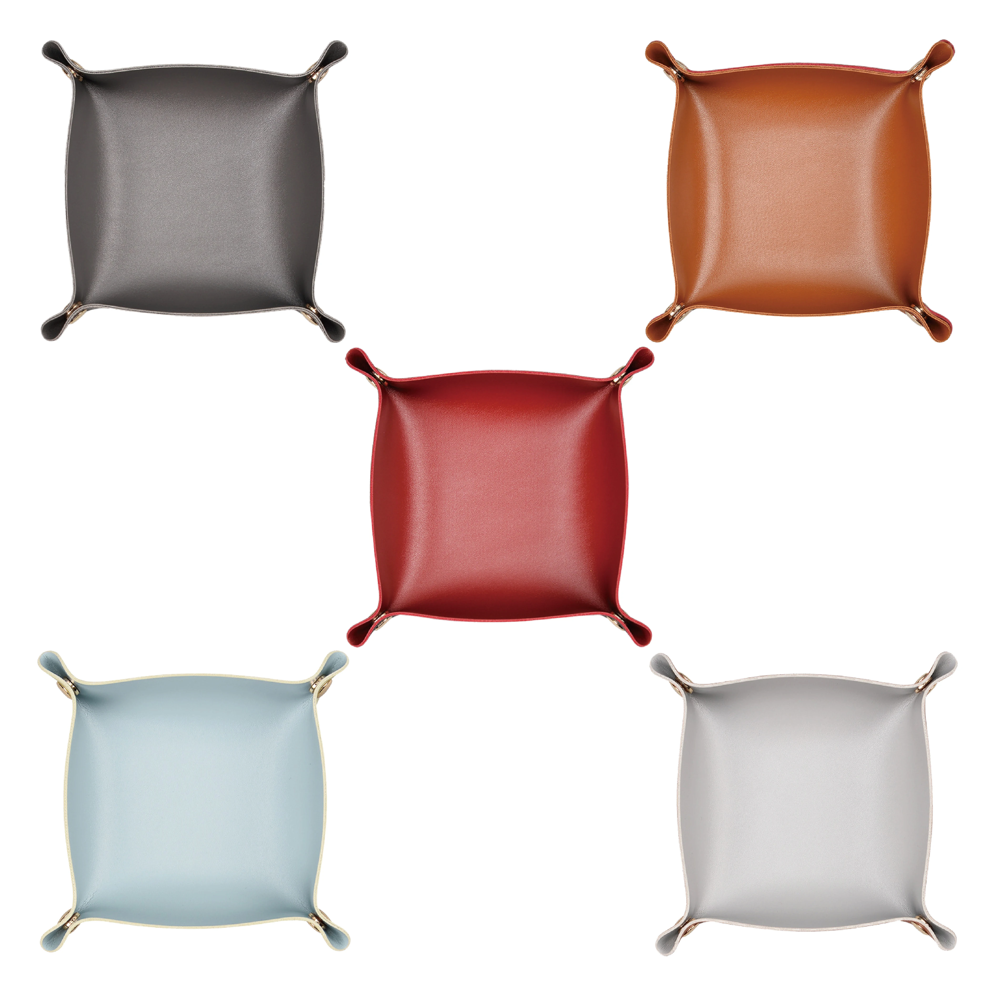 Double side jewelry pu leather storage tray mini serving tray for key coin dice wallet foldable home desk storage organizer