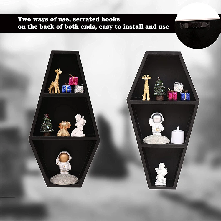 Лидер продаж, деревенский черный гроб, жуткий Готический настенный или настольный декор, домашняя плавающая деревянная полка