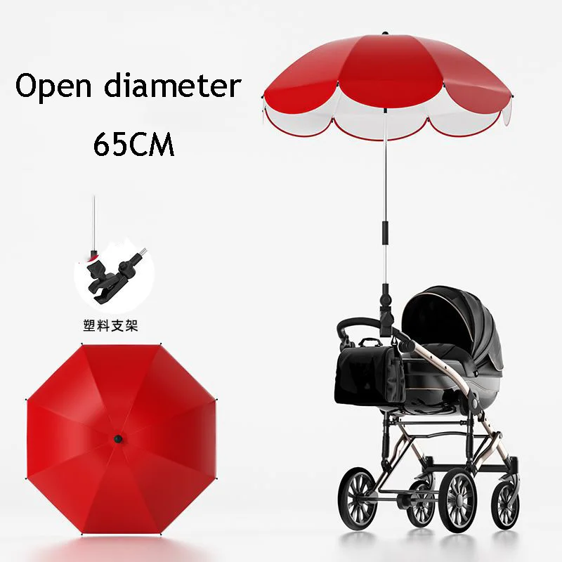 Umbrella 2024 Universal Stroller Sunshade Three-Wheeled Pushchair Sunblock Shelter Sunshade Umbrella with Accessories