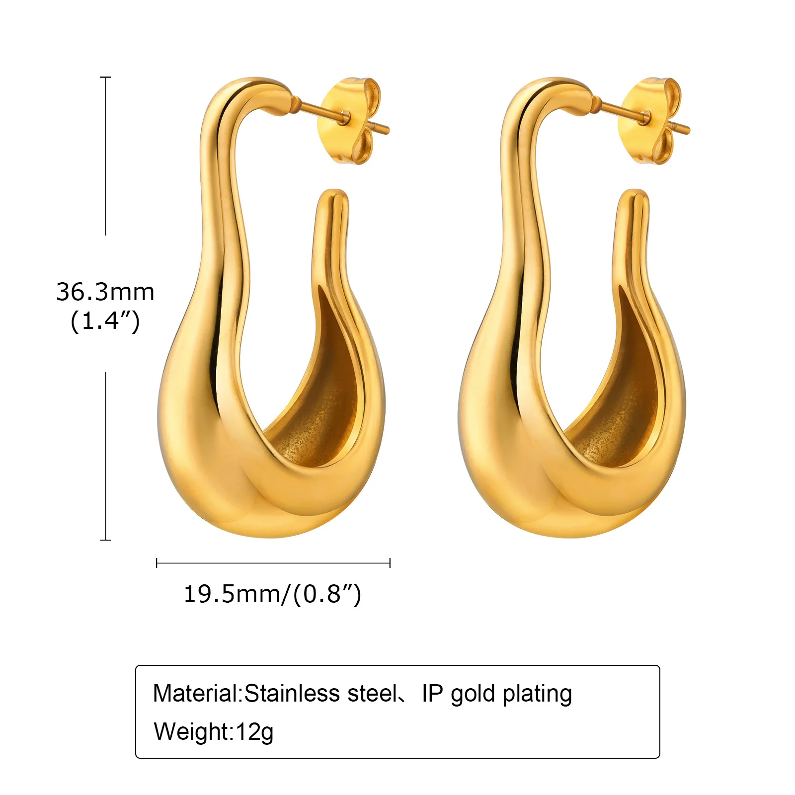18K Gold Plated Twisted Chain Earring Fashion Geometric Gold Vintage Earrings 2024 Designer Earrings Stainless Steel