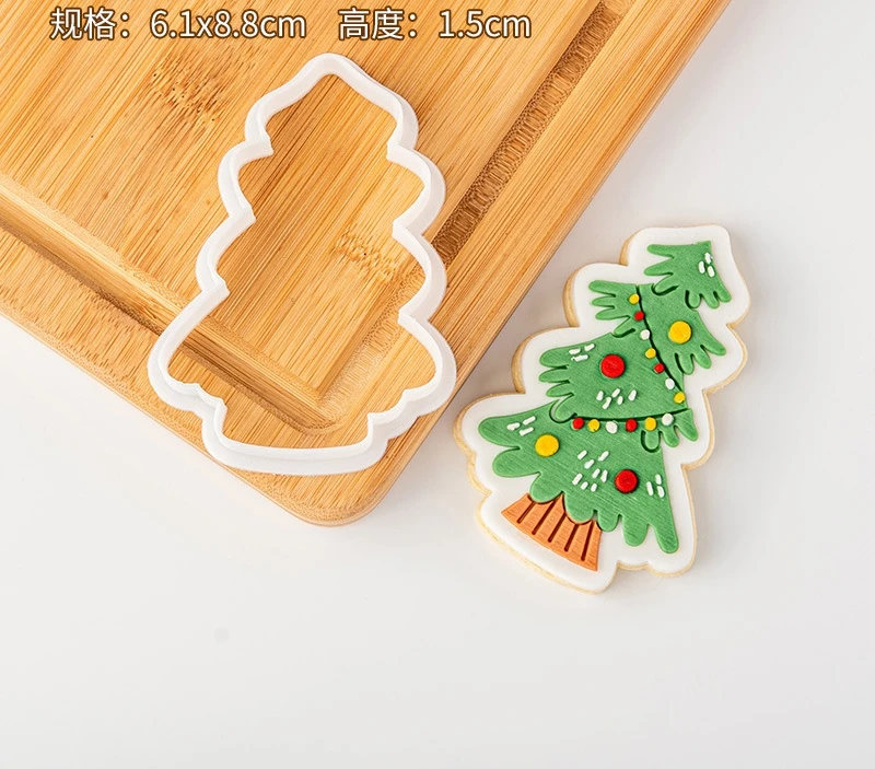 Saffron 23 designs Christmas fondant Embosser cookie cutter acrylic stamp press mold cutters christmas tree Santa snowman