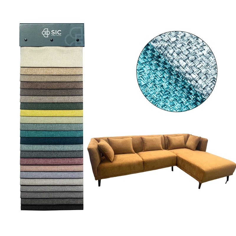 2024 Top Selling Product Nice Structured Delicate Two Tone Linen Look Polyester Fabric for Upholstery