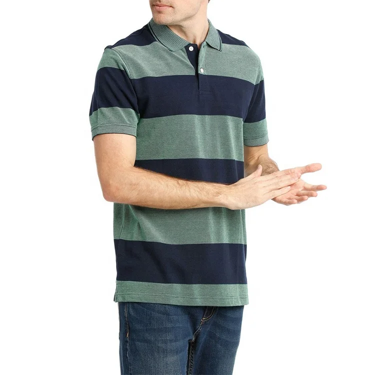 Wholesale Popular Strip High Quality T Shirt New Design Dark Navy Short Sleeve T Shirt With Embroidery Logo