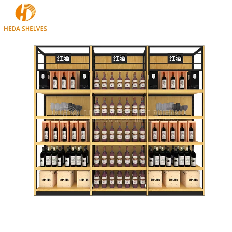Beauty Store Design Wine Retail Shelving Wooden Display Racks For Makeup Shop Shelves
