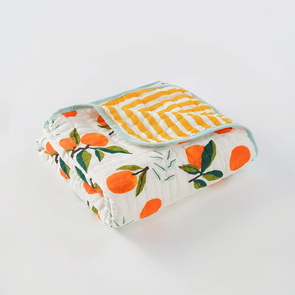 New Stylish Organic Bamboo Fiber Baby Blanket Bamboo Textile Baby Muslin Multi-layer Blankets For Sale