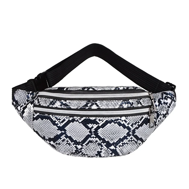 New Design Wholesale PU Woman Snakeskin Crossbody Chest Bag Female Fanny Pack Bag