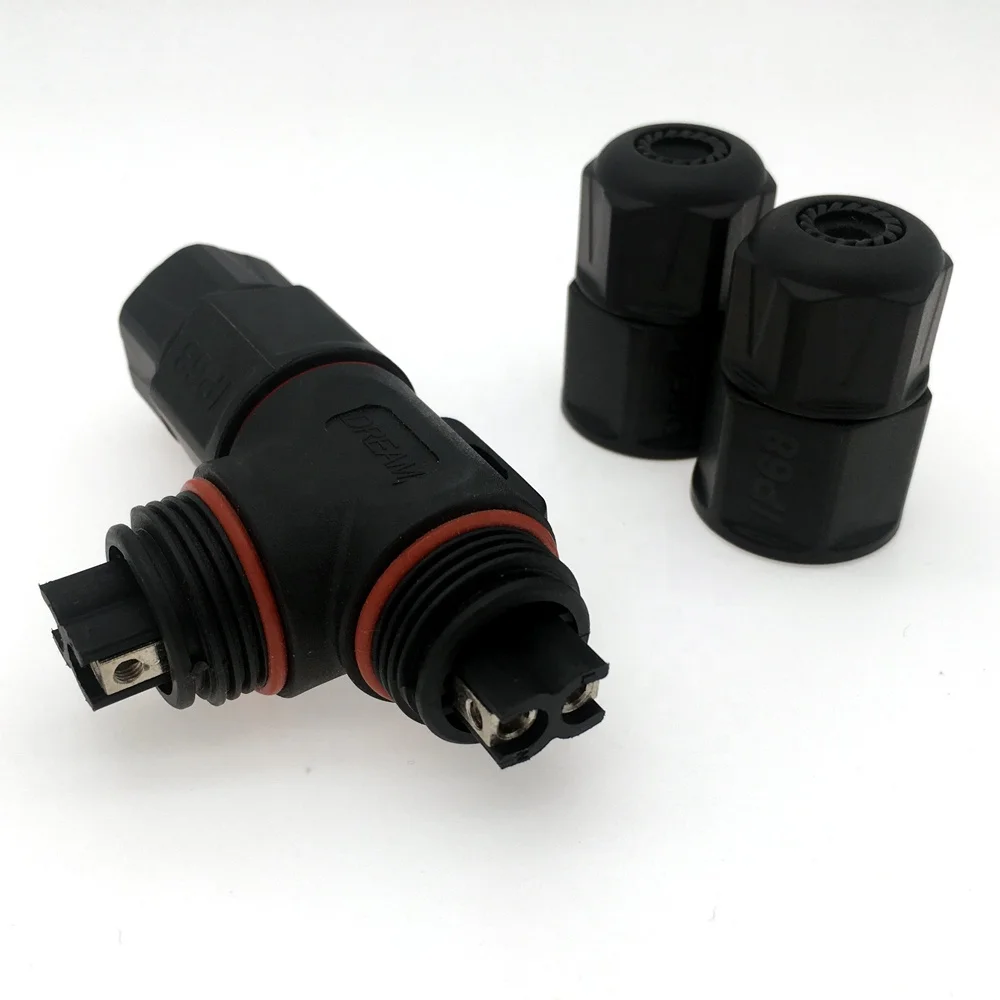 Screw Terminal Power 2 Pin T Shape Cable Terminal UL ROHS Outdoor Lighting 3 Way T Connector Waterproof Manufacturing Company