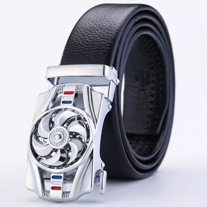 High Quality New Adjustable Automatic Buckle Belt Fashion Lxurury Business Men Black pu Leather