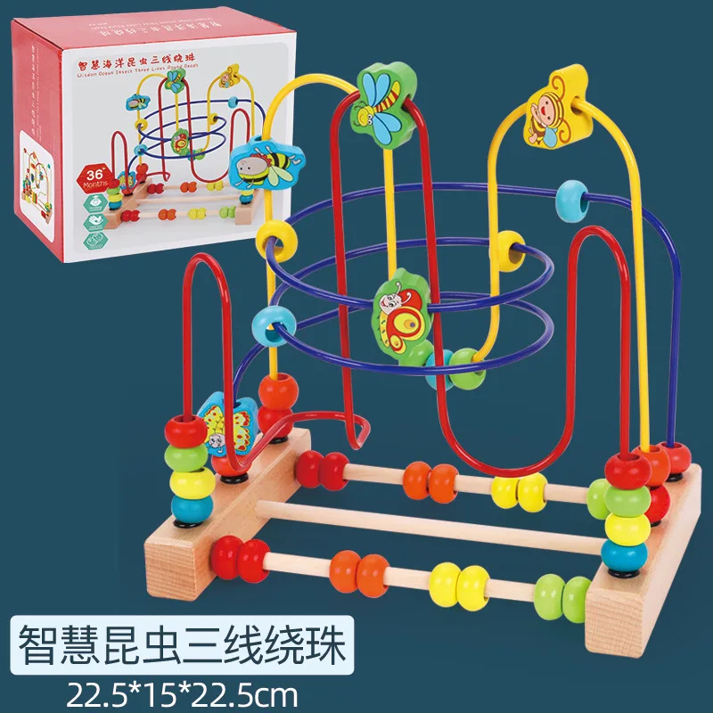 Wholesale Wooden Forest Animals Bead Maze Toys For Toddlers