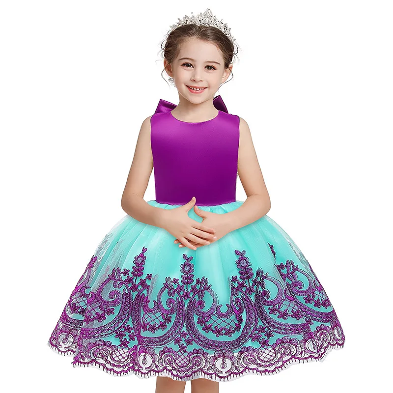 wholesale tulle lace embroidery 6 color beby girl dress baby girl summer ball gown prom dress for 1 to 5 years