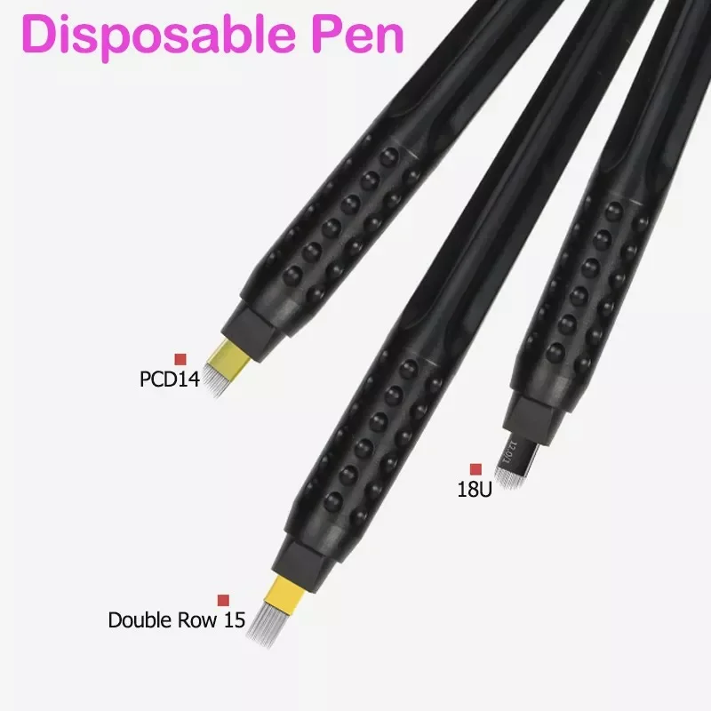 Private Logo Disposable Microblading Tools Eyebrow Tattoo Pen Pink Black 0.15mm U18 Manual Tebori Blade Permanent Makeup Pen