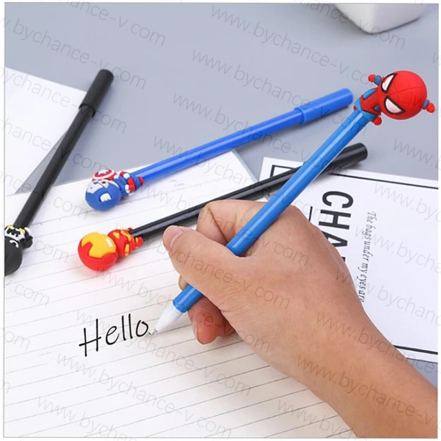 hotsale cheap superhero stationery free gift for kids thank you gift cute gel pen with super hero topper for party giveaways