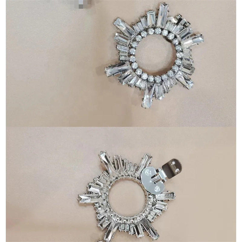 Silver Color Bling Crystal Glass And Diamond Metal Shoe Buckle For Women Shoe