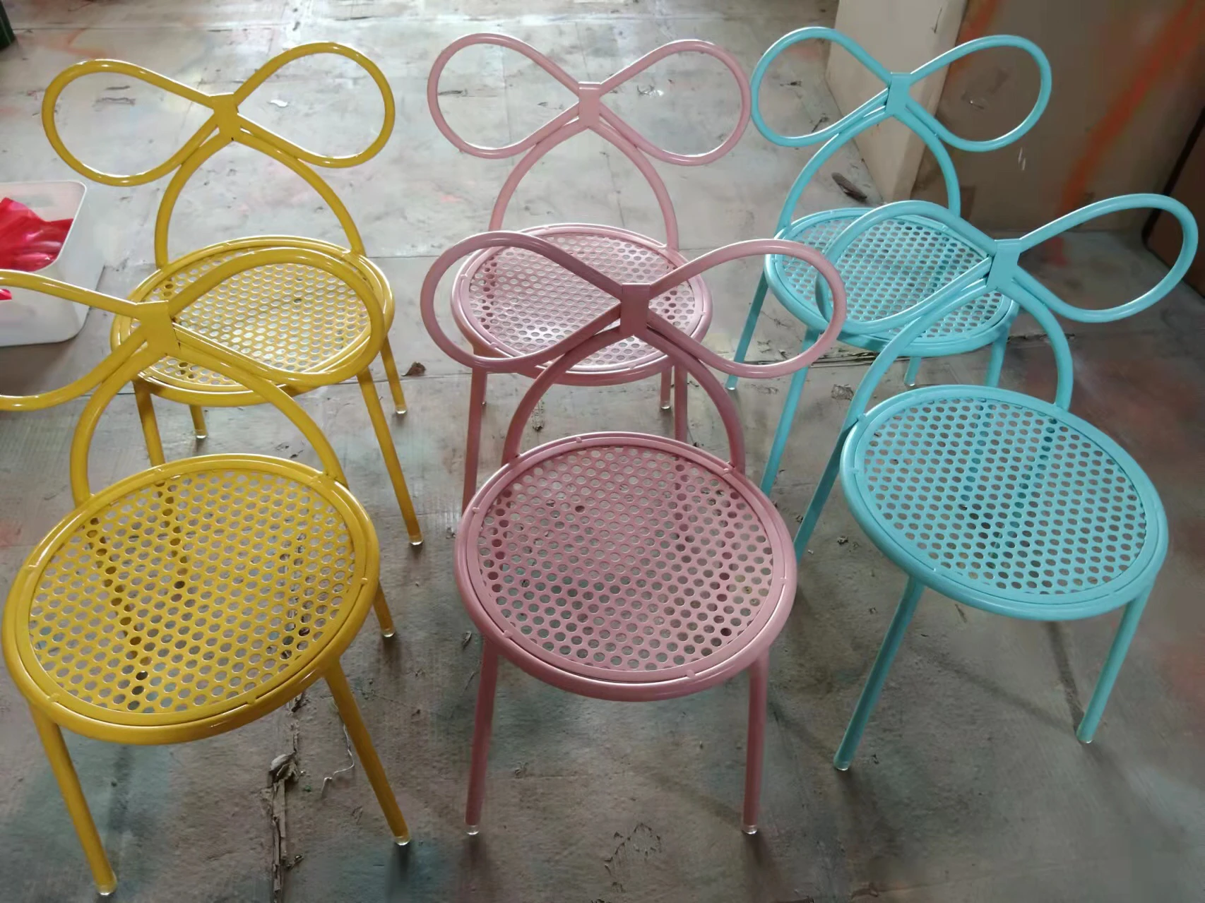 Wholesale kids bow knot chair party chair iron with seat cushions special decorative for Party event