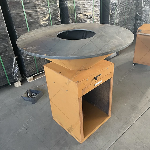 Painted Corten Steel Bbq Plancha Charcoal Bbq Grill Barbecue