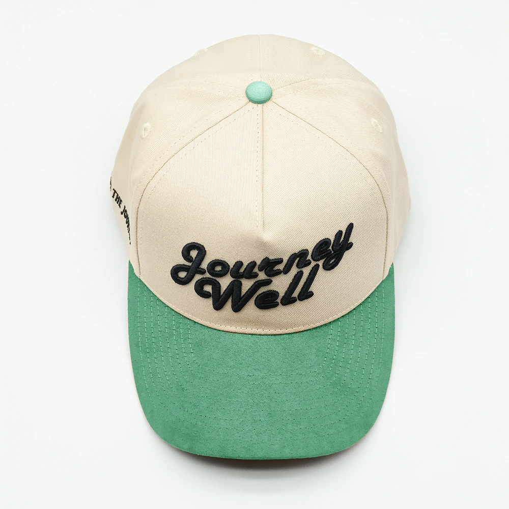 Middle crown Cotton Twill Retro Structured 5 panel cap Cotton Sports Baseball Cap gorras 3D puff Embroidery Custom Two tone hat