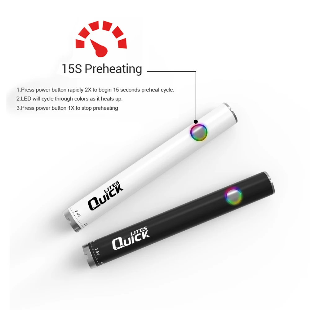 QuickLites 400mAh CBD аккумуляторная батарея предварительного нагрева с поворотным