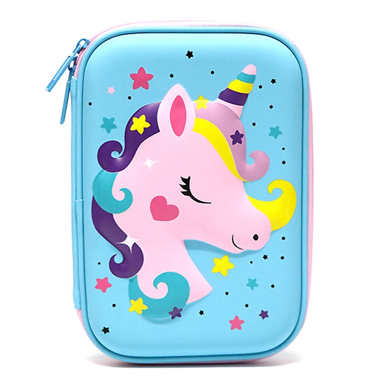Fashion CartoonLarge Capacity  school eva Unicorn Children Pencil bag case for girls