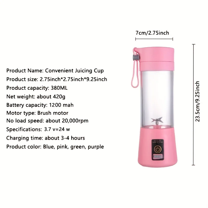 Portable 6 blades Usb Rechargeable Blender cup portable juicer Home Use Fruit Ice Smoothie blender mini juicer blender