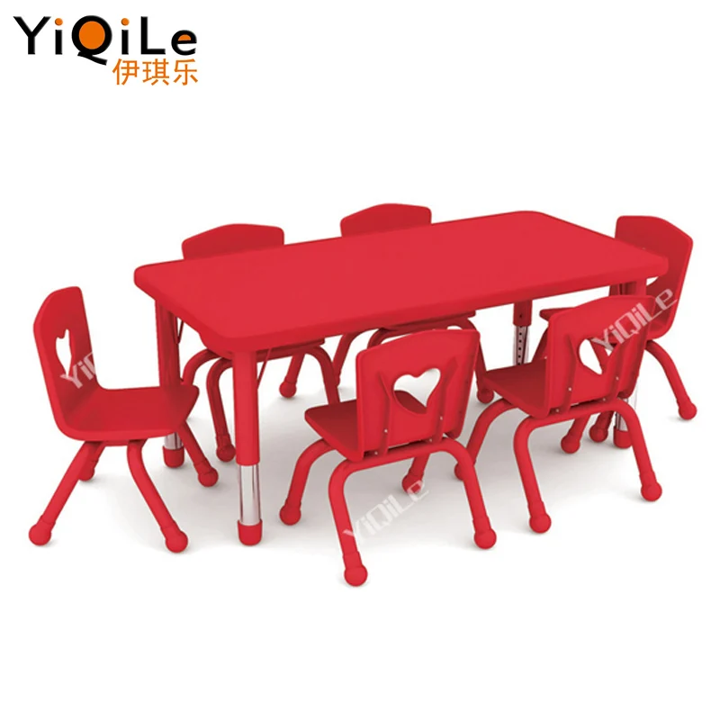 Детская мебель для детского сада YIQILE на 6 человек, поднимается отдельно, однотонный стол для детского сада, столы и стулья