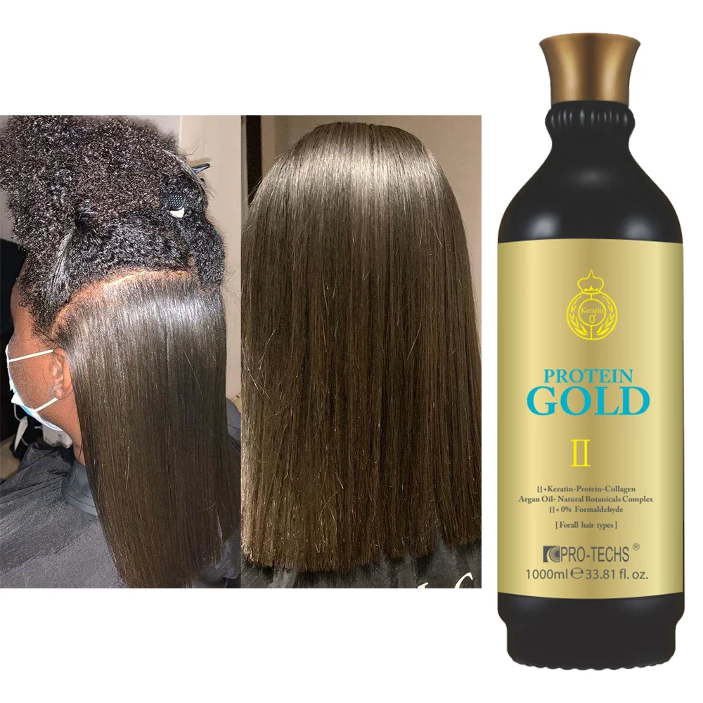 Professional Private Label Salon Use Formaldehyde Free Argan Oil Macadamia Oil Protein GOLD Keratin Treatment