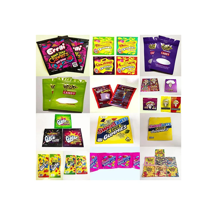 
Errlli terp Crawlers Bags 600mg Gummy Edibles packaging mylar bag 500mg hashtag honey Coo california trrlli trolli lol jolly air 