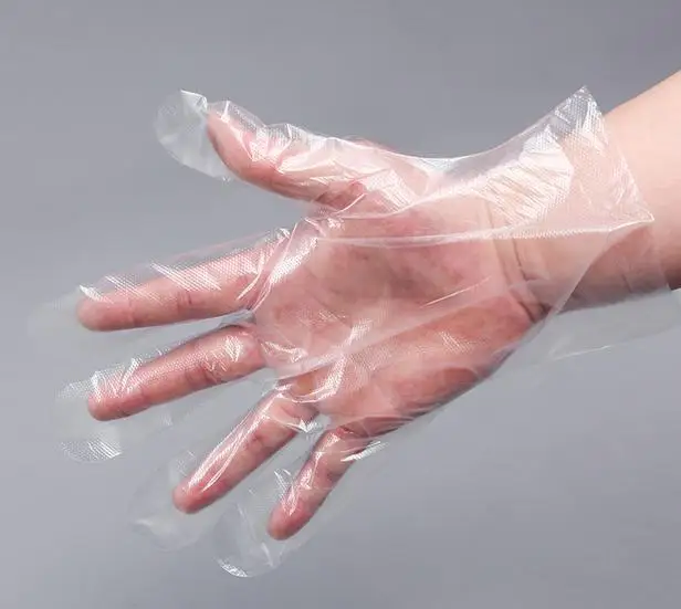 Kitchen restaurant food grade pe plastic disposable hand gloves 100pcs manufacture disposable gloves