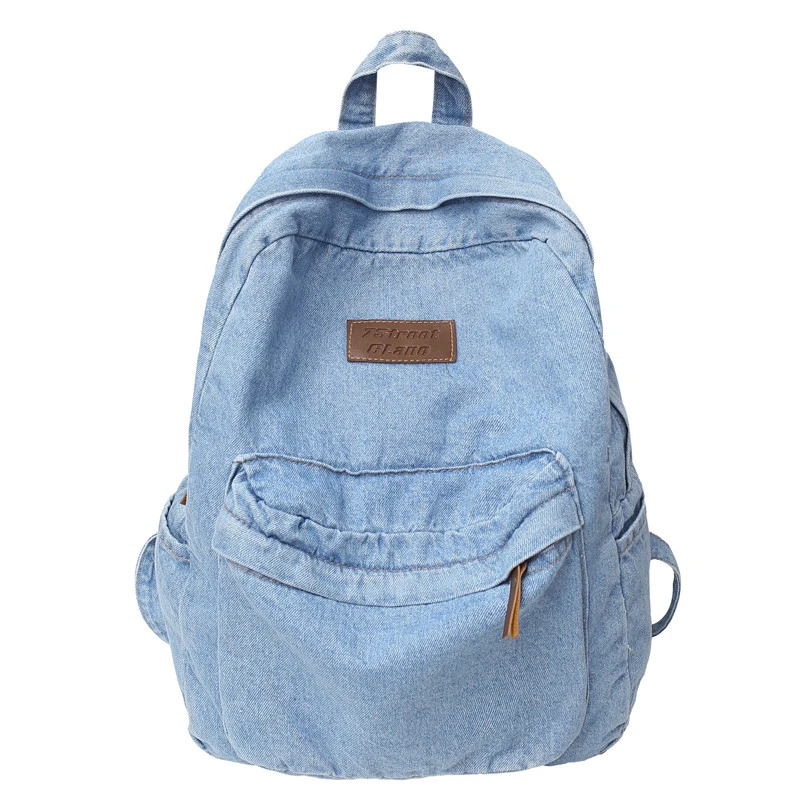 Fashion Ladies Soft Jean School Backpack Travel Back Packs Bag for Women Trendy Denim Backpack for Women