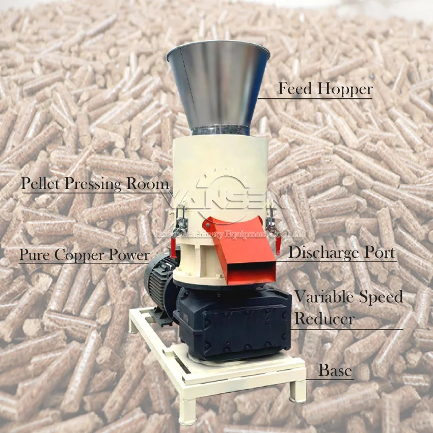 hot sale 600-800kg/h flat die sawdust straw fuel motor wood pellet making machine for fire pelets