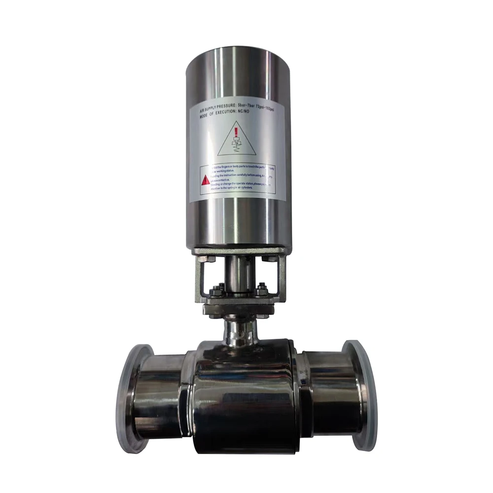 Sanitary stainless steel pneumatic actuated 2 inch tri clamp ball valve
