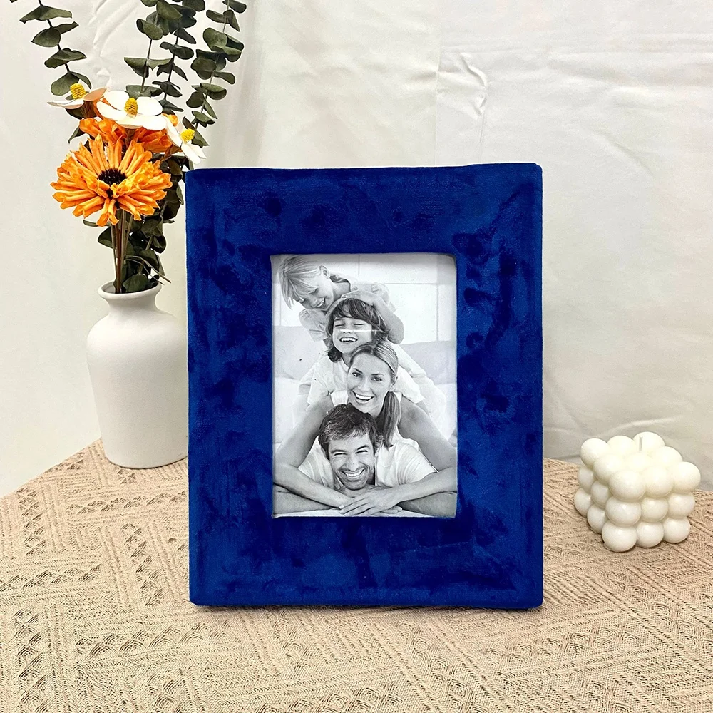 sublimation Retro Velvet Photo Frame Vintage as gift MDF photo frame 5x7 real glass photo frame with flannel back