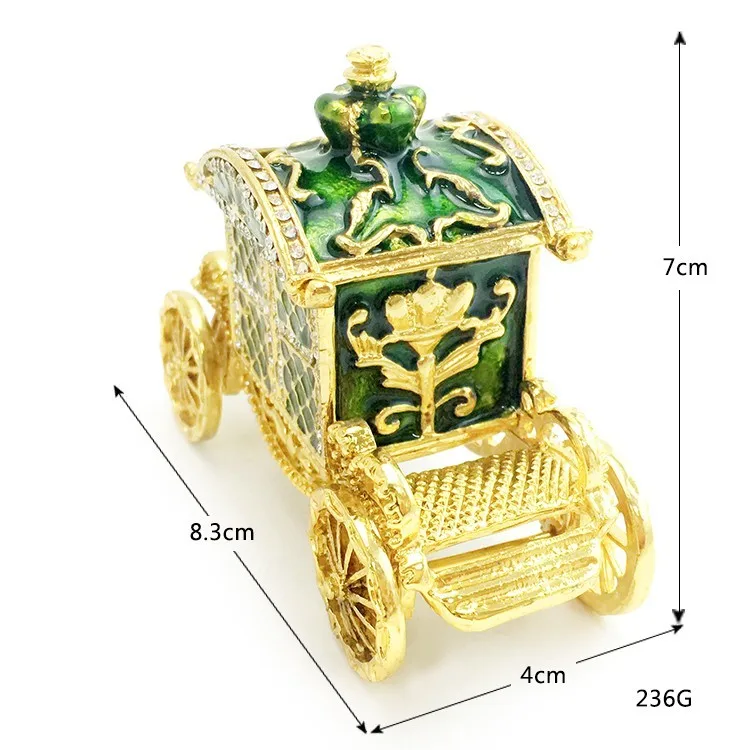 2020 Gold carriage trinket box wedding jewely ring box bejeweled trinket box bling crystal jewelry birthday gifts