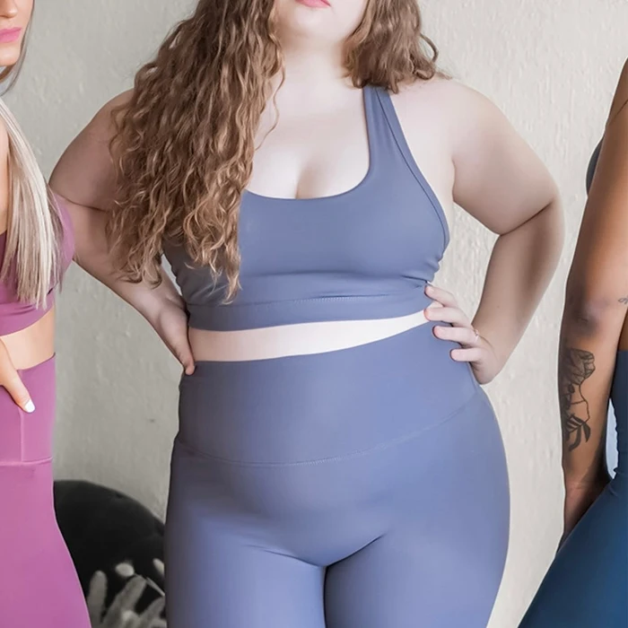 220gsm Women Plus Size Yoga Active Crossover Back Sports Bra Top And High Rise No Front Seam Leggings Two Piece Set