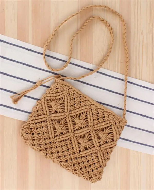 Best quality tassel vintage straw bag simple style handbag summer knitting clutch beach bag