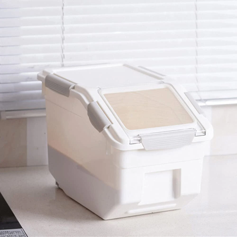 Pet Food Storage Container with Wheel and Lid Plastic Pet Food Bin 22lb for Home Kitchen Dog Cat Food Rice Grain Cereal Storage