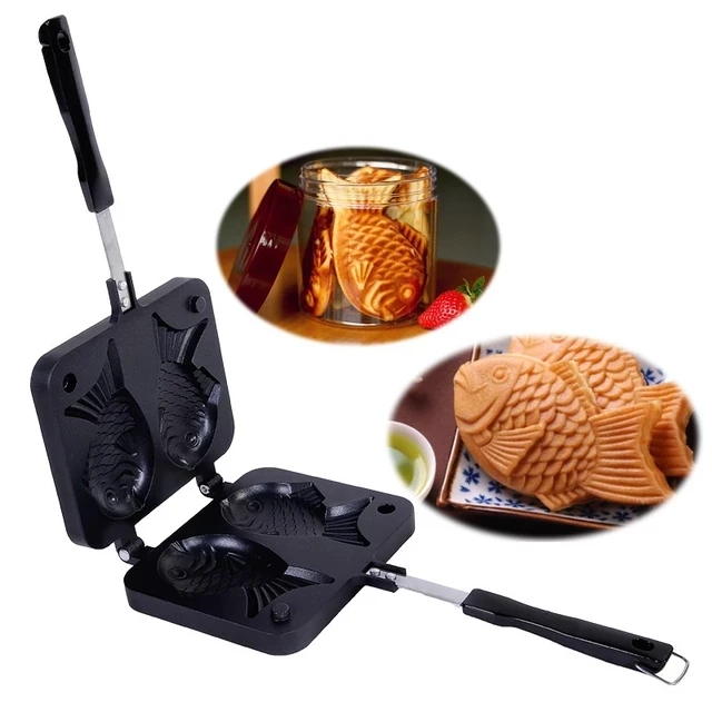 Free Shipping Japanese Fish-Shaped Bakeware Waffle Pan Maker Japanese Pancake Double Pan Stainless Steel Frypan Home Cake Tools