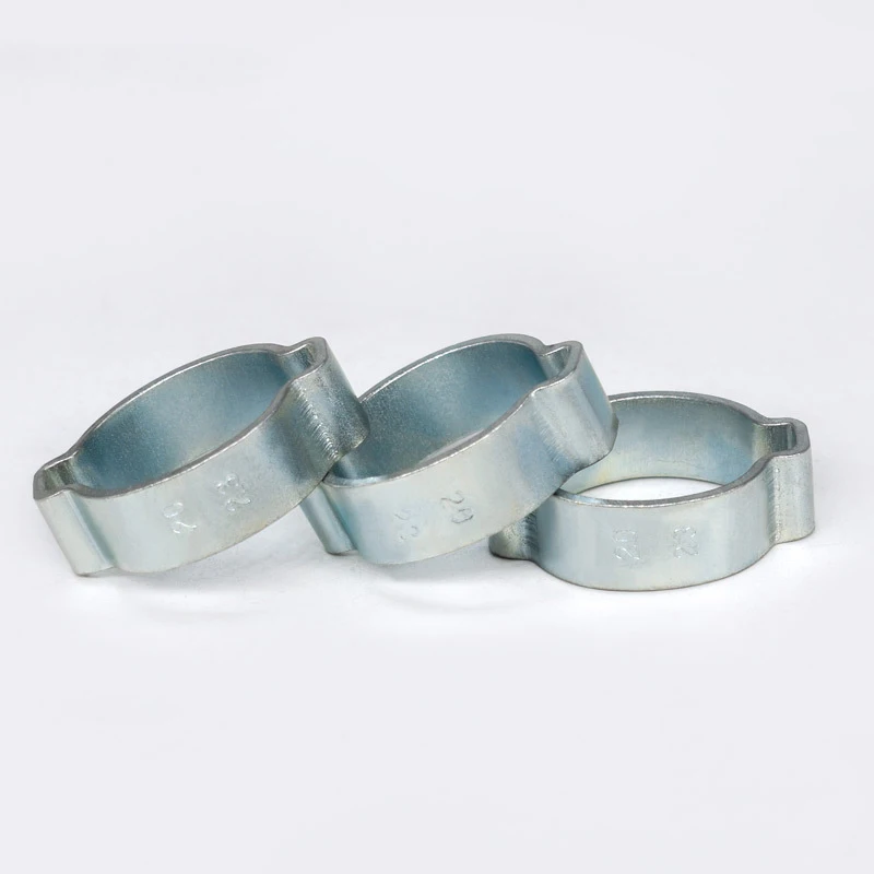 Turbo Double Vessel Ear Pipe Clamp Two Ear Clip Double Ear Hose Clamp Galvanized Clamp For 19mm (3/4) Tubing With 25 Mm Od