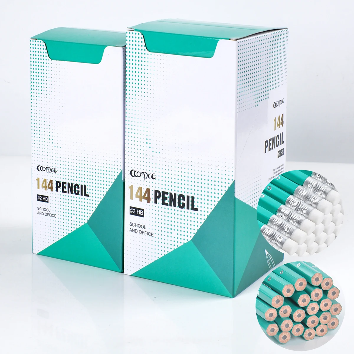 144 Pcs/Box Eco-friendly Pre-sharpened Graphite Writing HB Pencils With or Without Eraser School Writing Stationery Supplies