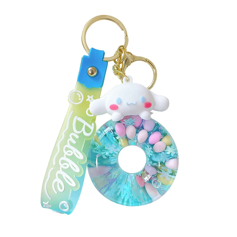 Donut Kitty Keychain Acrylic Quicksand Bottle Cartoon Figure The Bell Cute Backpack Pendant