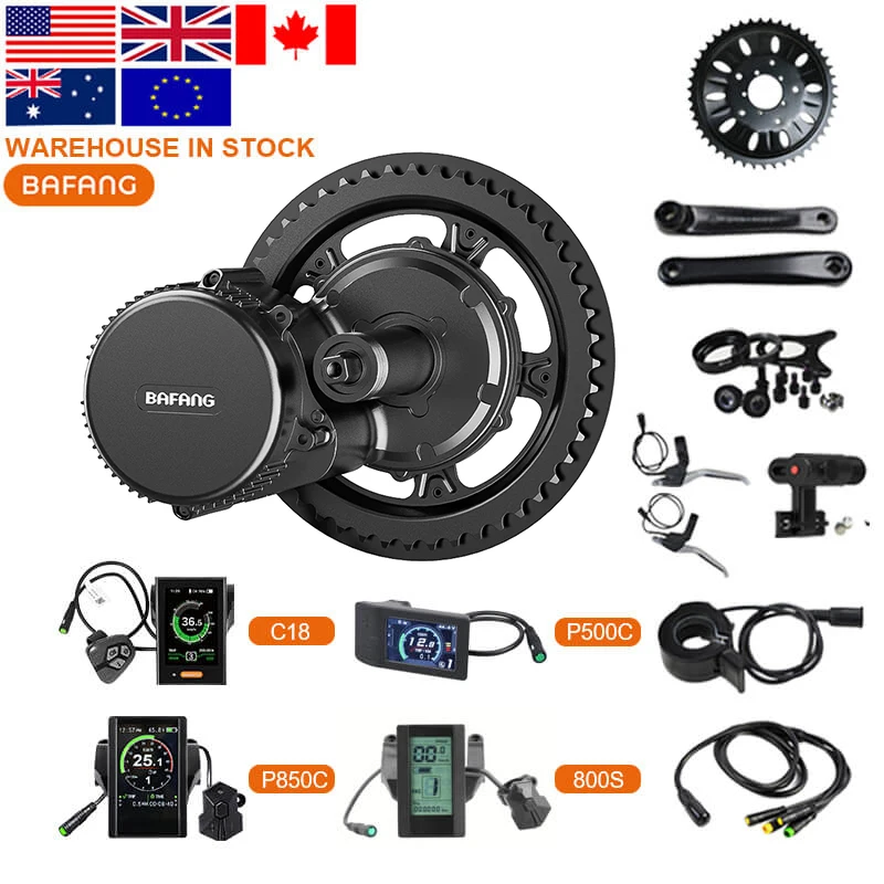 Us Eu Stock Bafang BBSHD Ebike motor Kit 36V 48V 250W 350W 500W 750W 1000W Mid Drive Motor Electric Bike Conversion Kit