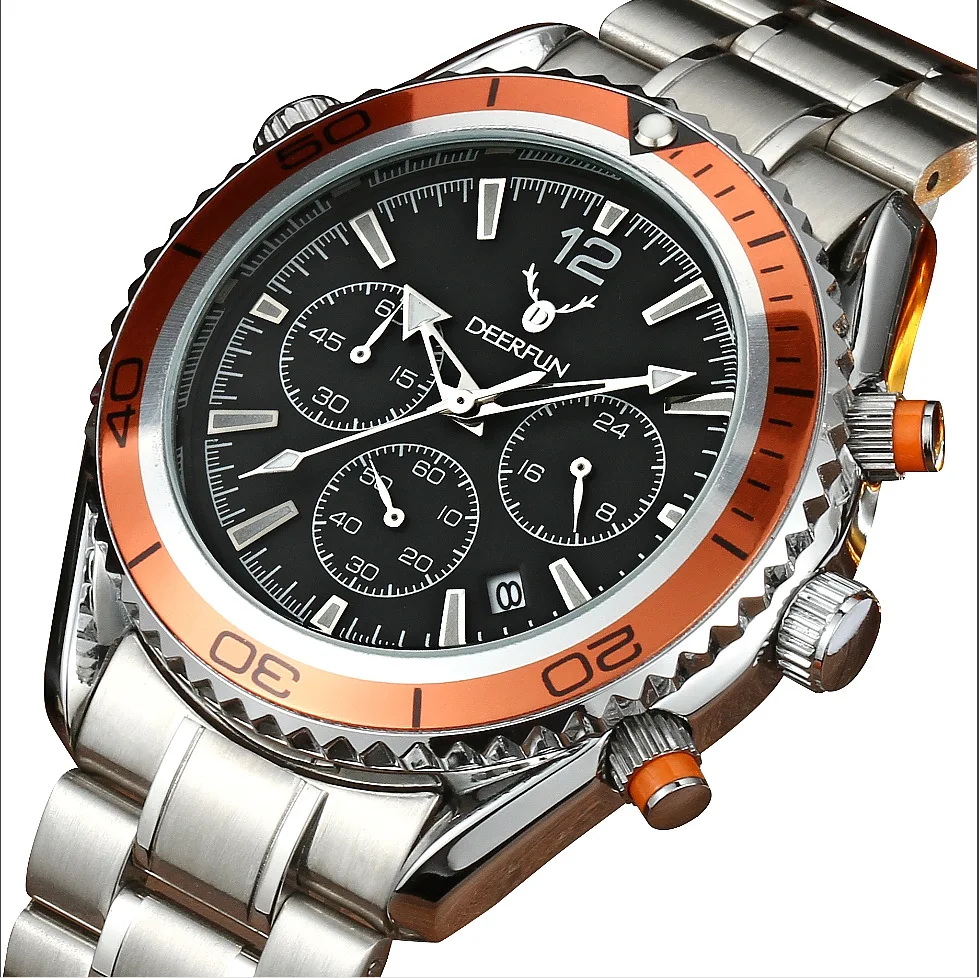 Hot Selling Luxury 6-pin Sports Waterproof Steel Band Watches For Man Luminous Circulation Rotating Man Quartz Watches