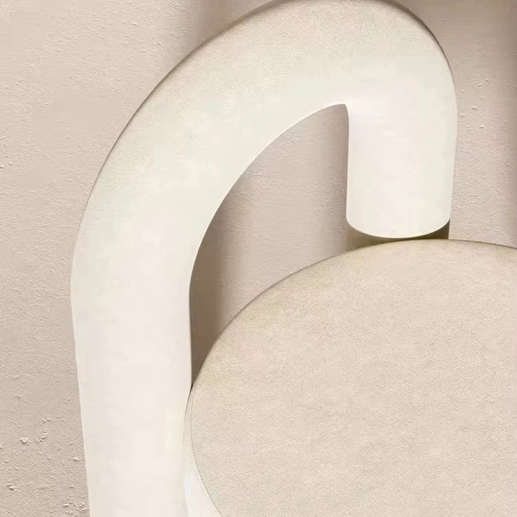 New design white round cosmetic chair cafe fabric wood frame casual dining chair movable chair