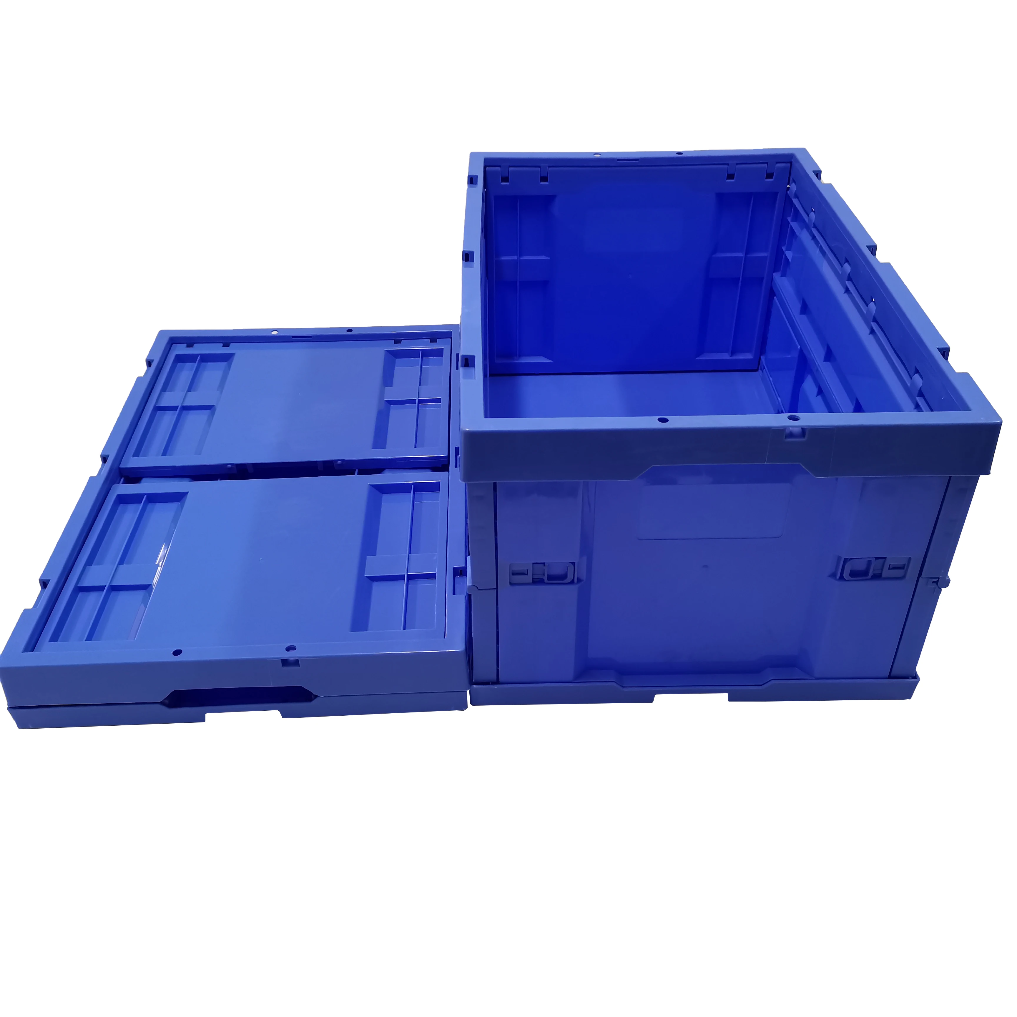 Heavy Duty Really Useful 40l Hdpe Collapsible Stackable Storage Transparent Plastic Crate Folding Attached Lids 600*400*240 Mm