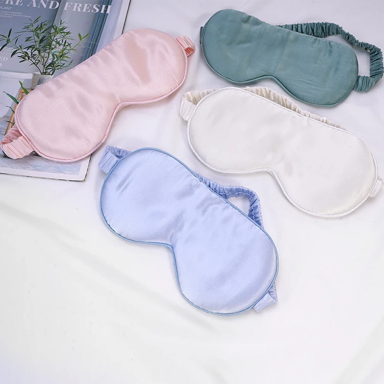 Cheaper Custom 16mm 19mm 22mm Nature Soft silk eyemask adjustable strap gift set lash silk eye masks for Travel